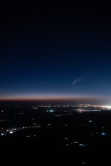 Astrophotography Comet NEOWISE on night sky