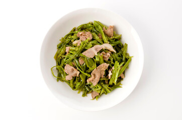 空芯菜の茎と豚肉の炒め物
