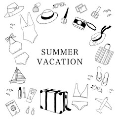 夏のリゾート女子旅イラスト素材