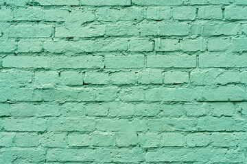 Green brick wall. Loft interior design. Architectural background.