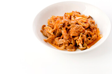 豚肉とキノコのケチャップ炒め