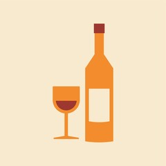 wine bottle and a glass