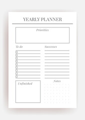 Planner sheet vector. Printable vertical notebook page