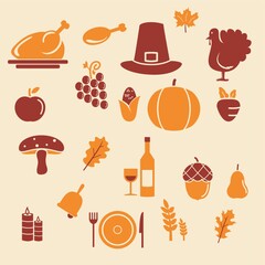set of thanksgiving day icons
