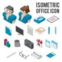 isometric office icons collections