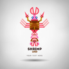 Abstract geometrical style shrimp logo.