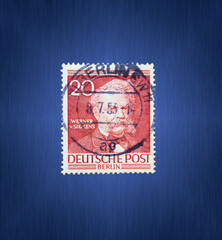 Postage stamp from the FRG Berlin. Printed on October 12, 1952. Werner from Siemens.
