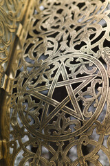 Detail of golden door in Mausoleum of Mohammed V in Rabat, Morocco