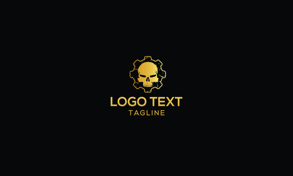 Creative Skull Gear, Golden skull Icon Logo Design Illustration