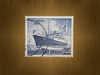 Postage stamp from the FRG Berlin. Printed on 3/12/1955. Christening of the motor ship "Berlin".