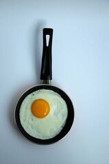 A small frying pan with a fried egg on top

