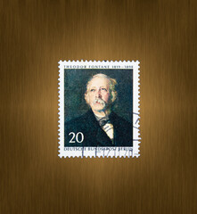 Postage stamp from the FRG Berlin. Printed on 01/07/1970. Theodor Fontane's 150th birthday.