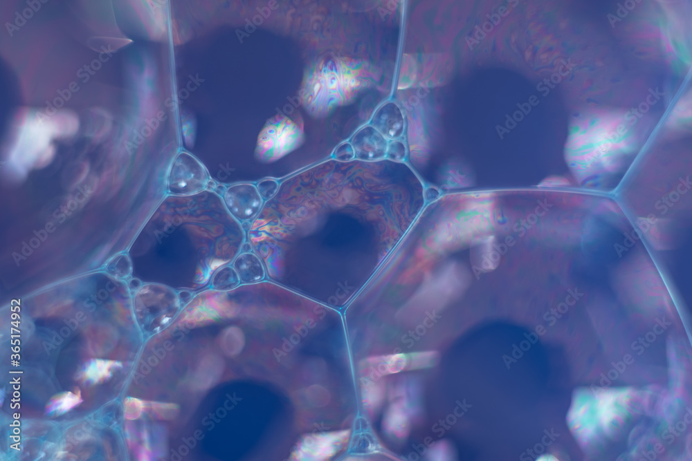 Aufkleber Beautiful abstract blue bubbles background pattern texture for design . Macro view.