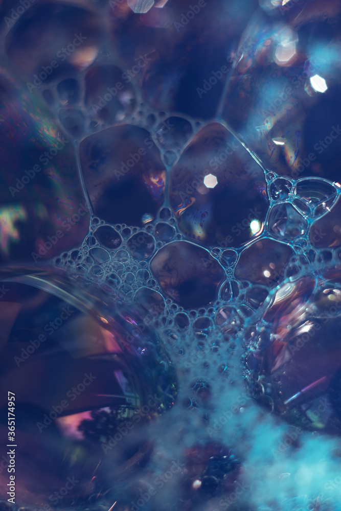 Aufkleber Beautiful abstract blue bubbles background pattern texture for design . Macro view.