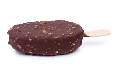 Chocolate glazed popsicle with nuts