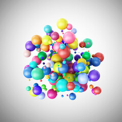 Group of multicolor balls on gray background
