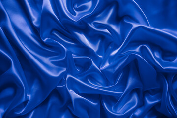 Obraz premium Beautiful elegant wavy classic blue satin silk luxury cloth fabric texture, abstract background design.