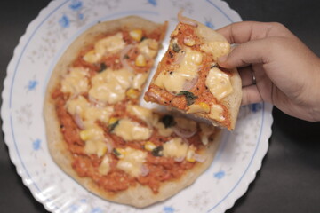 Hot sizzling home made pizza