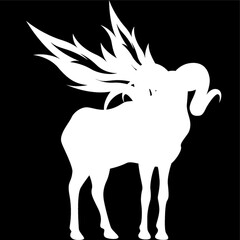 silhouette of sheep with wings