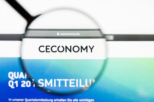 Los Angeles, California, USA - 10 March 2019: Illustrative Editorial, Ceconomy website homepage. Ceconomy logo visible on display screen
