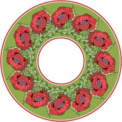 Poppies flowers hand drawn abstract illustration