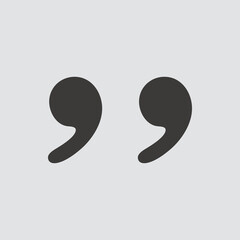 Double quotes icon isolated of flat style. Vector illustration.