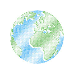 Planet earth globe hand drawn vector illustration