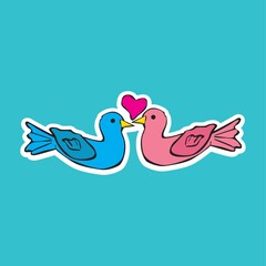 heart with a pair of lovebirds