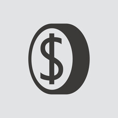 Money Coin icon isolated of flat style. Vector illustration.