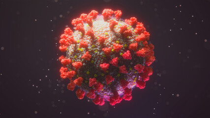  Coronavirus on a dark background. SARS-CoV-2. 3D Render - illustration.