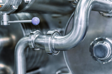 Obraz premium Stainless steel pipes. Industrial pipeline system.