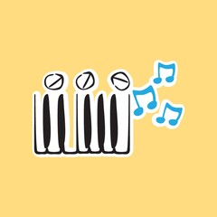 music notes and piano