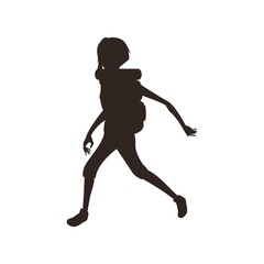silhouette of a woman trekking
