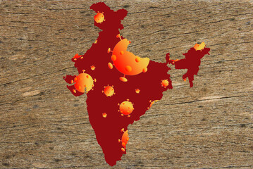 Coronavirus map India, pandemic, epidemic in India - 365180738