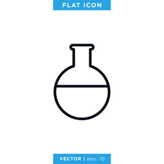 Flask Erlenmeyer Icon Vector Design Template. Lab Equipment Sign. Editable Stroke.