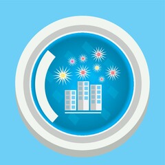 Fototapeta premium city with abstract fireworks button