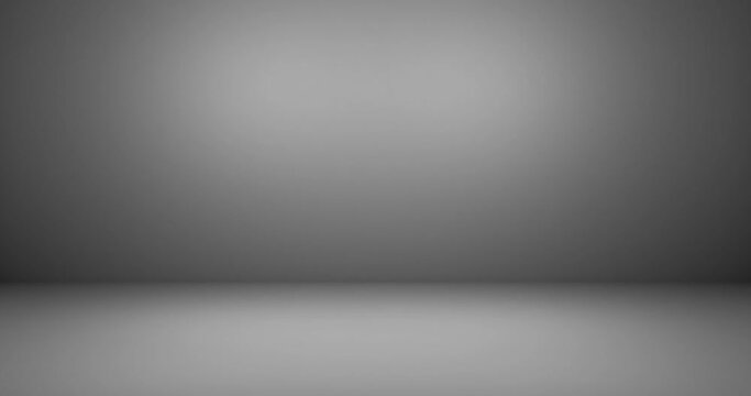 Blinking light in abstract gray empty room wall studio gradient background with white gradient, simple 3D animation.