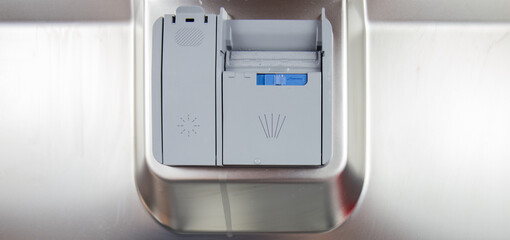 dishwasher dispenser for cleaning grease and stains with water and chemical eco friendly packaged...