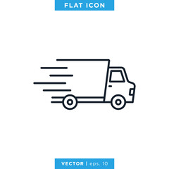 Delivery Truck Icon Vector Design Logo Template. Trendy Flat Icon With Editable Stroke
