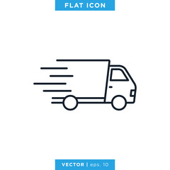Delivery Truck Icon Vector Design Logo Template. Trendy Flat Icon With Editable Stroke