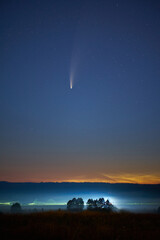 Astrophotography. C/2020 F3 (NEOWISE) or Comet NEOWISE, retrograde comet discovered on March 27,...