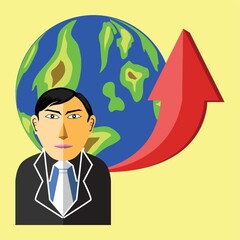 business man with globe and arrow