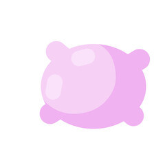 Pink pillow. Soft cushion. The element of the bedroom and bed for sleep. Color picture. Cartoon flat illustration