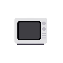 Microwave. Device for heating food. Element of kitchen. Home appliance. Cartoon flat illustration