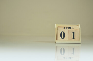 April 1, Number cube with the reflection on the ground.