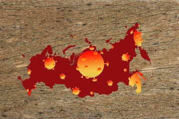 Coronavirus map Russia, pandemic, epidemic - 365184992