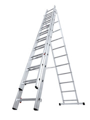 Portable ladder in a studio setting, isolated on white - obrazy, fototapety, plakaty
