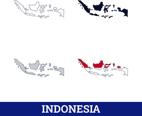 Indonesia Map with National flag Vector