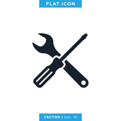 Tools Icon Vector Logo Design Template. Screwdriver and Wrench Icon