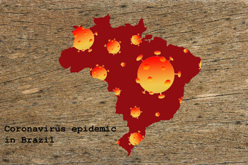Coronavirus map Brazil, pandemic, epidemic - 365185527
